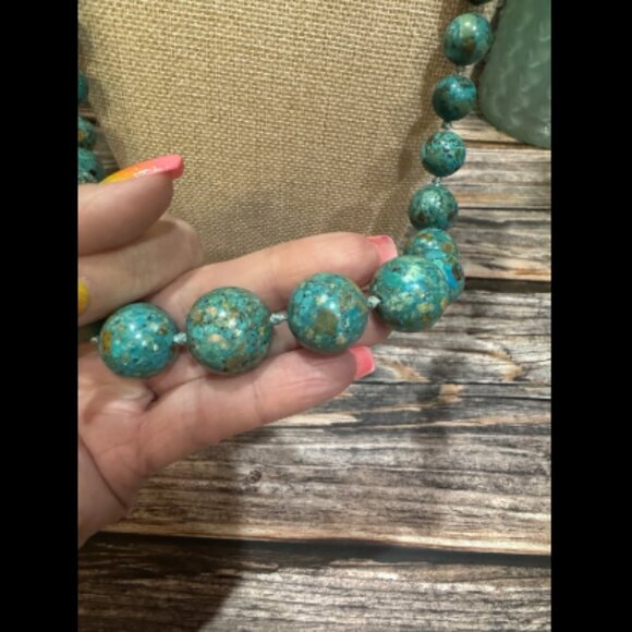 AIL Aluma Sterling Silver Blue Mosaic Turquoise Necklace ITM755 - Picture 3 of 8